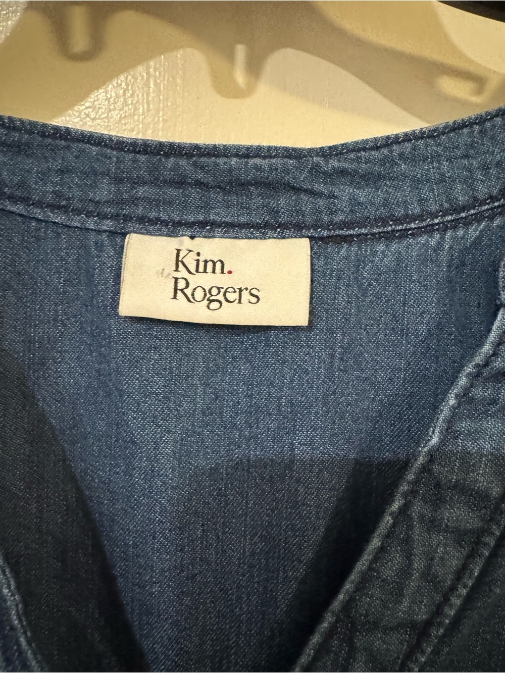 Kim Rogers XL Blue Indigo Cotton Tunic Dress Shift Pockets Washed Denim Look - Picture 4 of 10